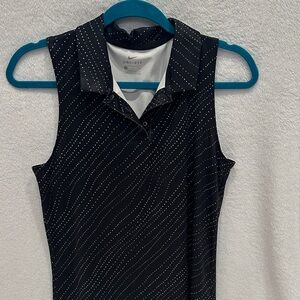 Nike Dri-Fit Black and White Dotted Sleeveless Polo
